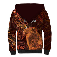 Personalised Polynesia Zodiac Leo Sherpa Hoodie Galaxy Polynesian Pattern Chest Tattoo Style LT14 - Polynesian Pride