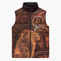 Personalised Polynesia Zodiac Leo Sleeveless Puffer Jacket Galaxy Polynesian Pattern Chest Tattoo Style