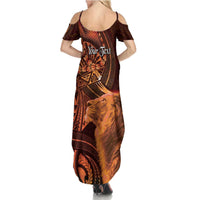 Personalised Polynesia Zodiac Leo Summer Maxi Dress Galaxy Polynesian Pattern Chest Tattoo Style