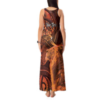 Personalised Polynesia Zodiac Leo Tank Maxi Dress Galaxy Polynesian Pattern Chest Tattoo Style
