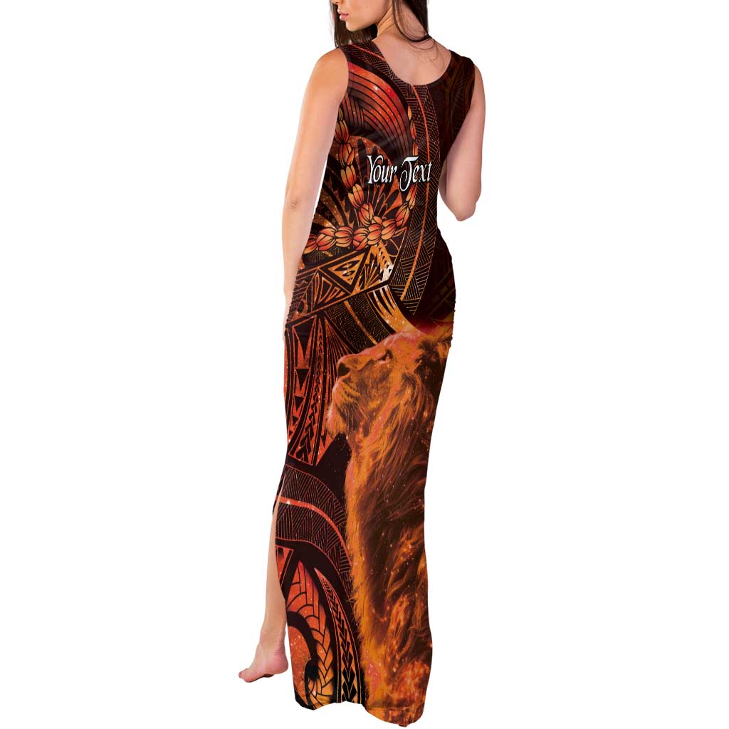 Personalised Polynesia Zodiac Leo Tank Maxi Dress Galaxy Polynesian Pattern Chest Tattoo Style