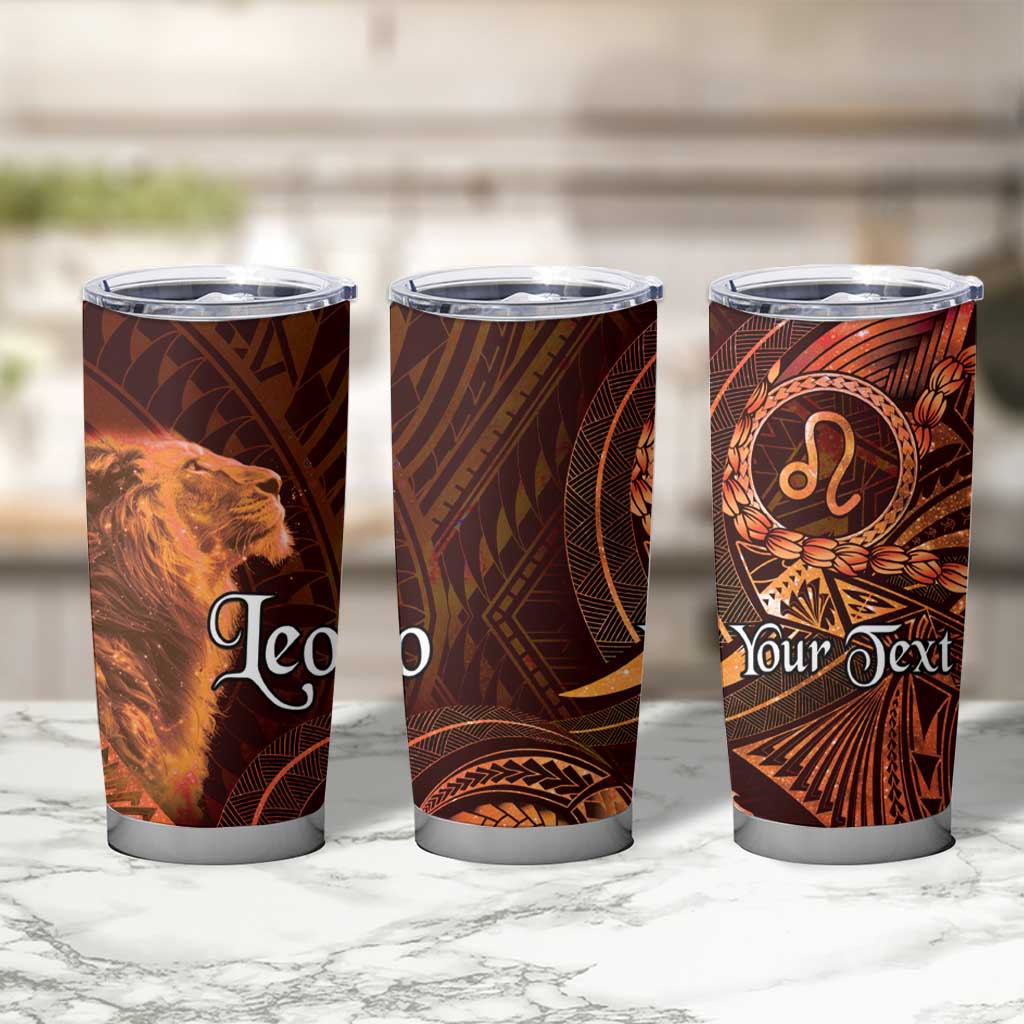 Personalised Polynesia Zodiac Leo Tumbler Cup Galaxy Polynesian Pattern Chest Tattoo Style