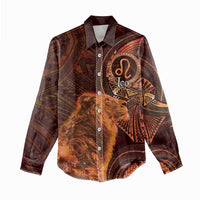 Personalised Polynesia Zodiac Leo Women Casual Shirt Galaxy Polynesian Pattern Chest Tattoo Style