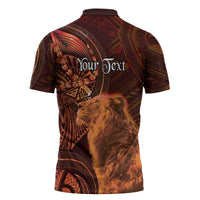Personalised Polynesia Zodiac Leo Zipper Polo Shirt Galaxy Polynesian Pattern Chest Tattoo Style LT14 - Polynesian Pride