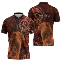 Personalised Polynesia Zodiac Leo Zipper Polo Shirt Galaxy Polynesian Pattern Chest Tattoo Style LT14 - Polynesian Pride