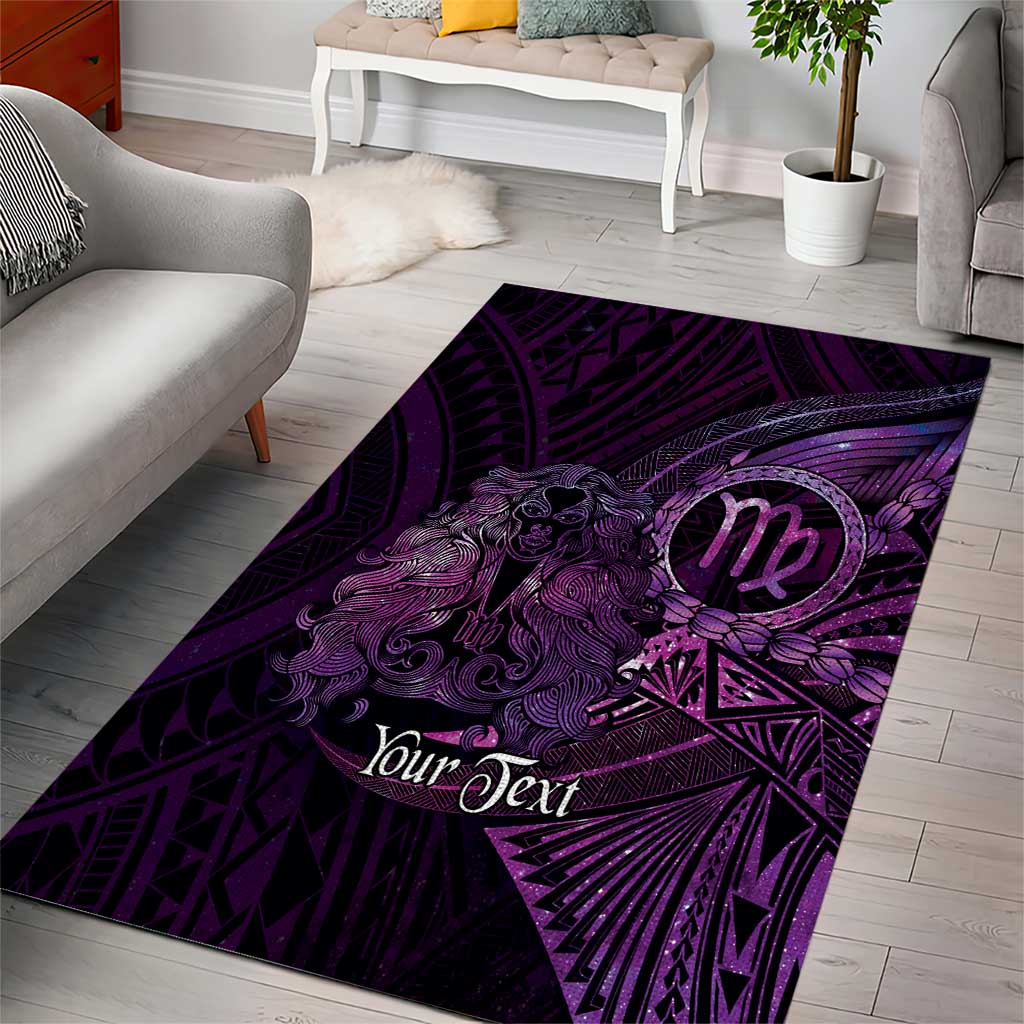 Personalised Polynesia Zodiac Virgo Area Rug Galaxy Polynesian Pattern Chest Tattoo Style