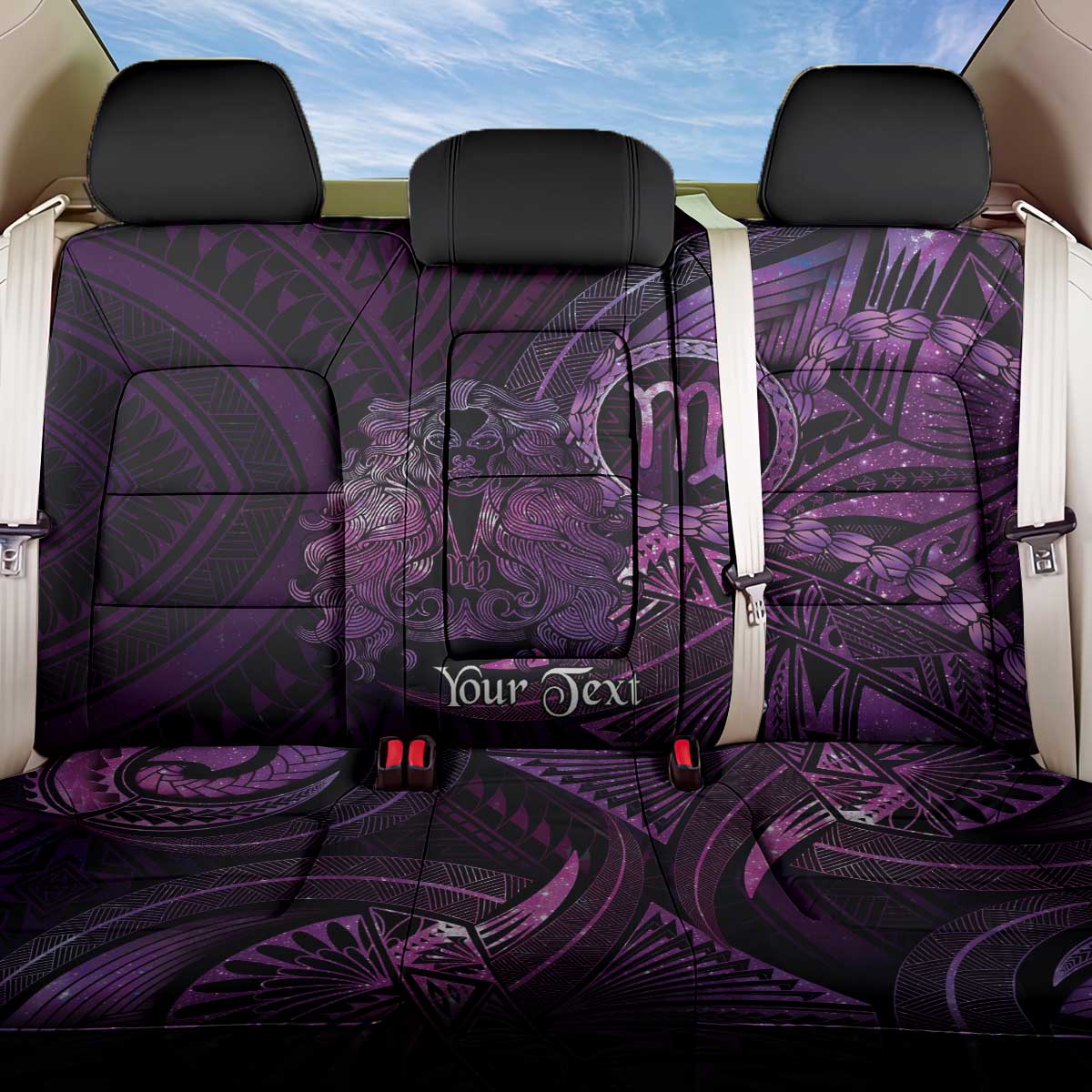 Personalised Polynesia Zodiac Virgo Back Car Seat Cover Galaxy Polynesian Pattern Chest Tattoo Style LT14 One Size Purple - Polynesian Pride