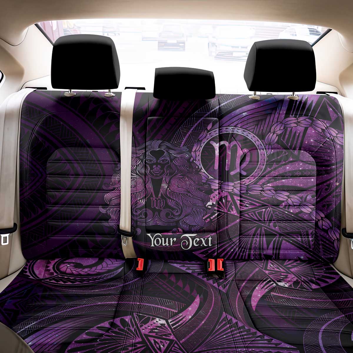 Personalised Polynesia Zodiac Virgo Back Car Seat Cover Galaxy Polynesian Pattern Chest Tattoo Style LT14 - Polynesian Pride