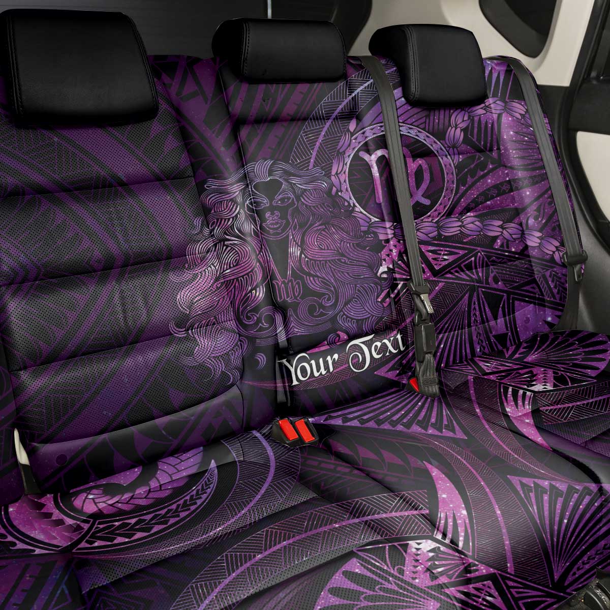 Personalised Polynesia Zodiac Virgo Back Car Seat Cover Galaxy Polynesian Pattern Chest Tattoo Style LT14 - Polynesian Pride