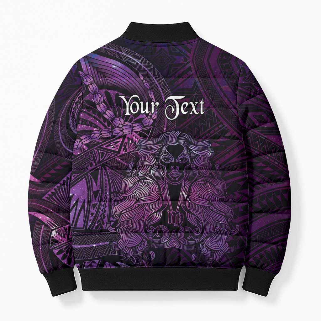 Personalised Polynesia Zodiac Virgo Bomber Puffer Jacket Galaxy Polynesian Pattern Chest Tattoo Style