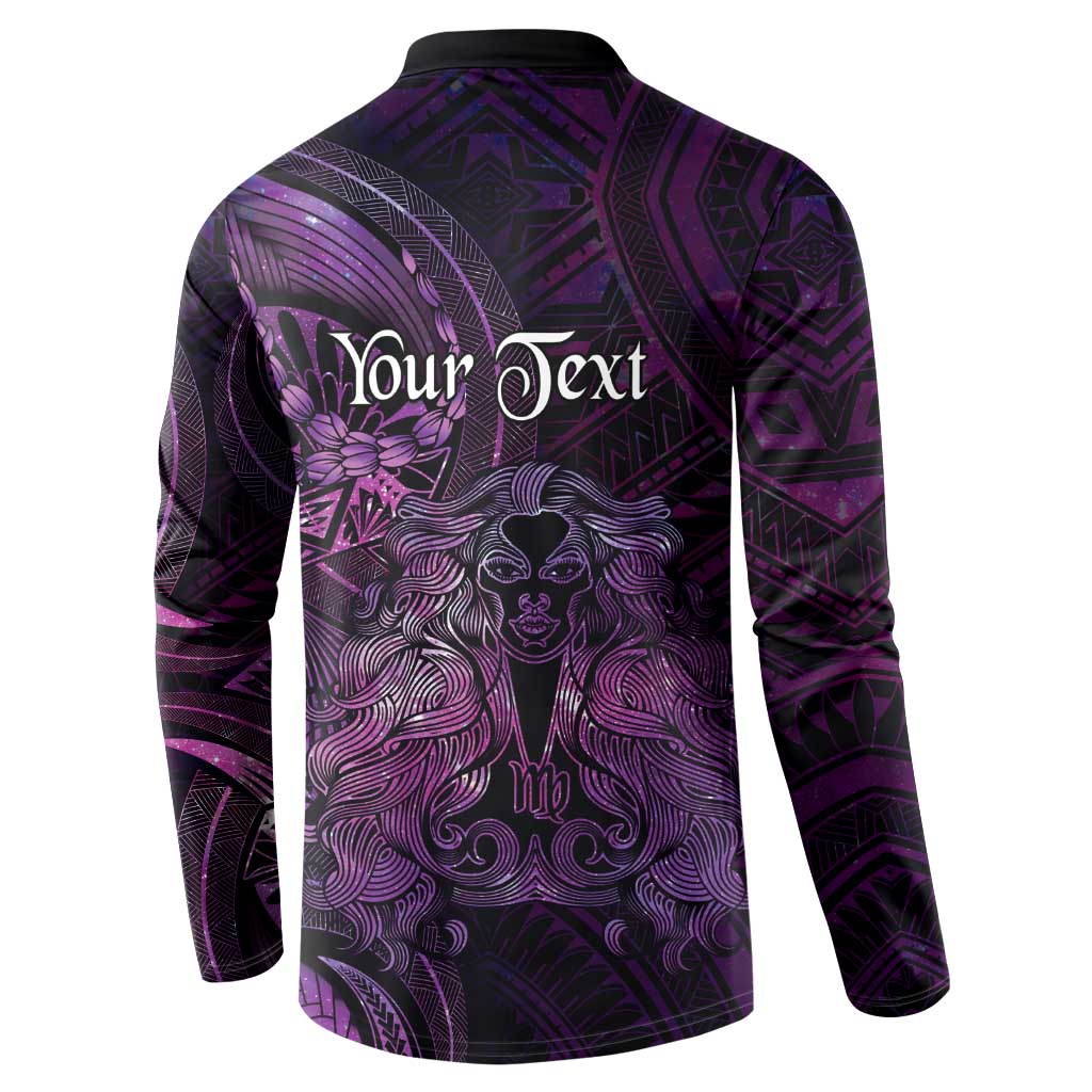 Personalised Polynesia Zodiac Virgo Button Sweatshirt Galaxy Polynesian Pattern Chest Tattoo Style