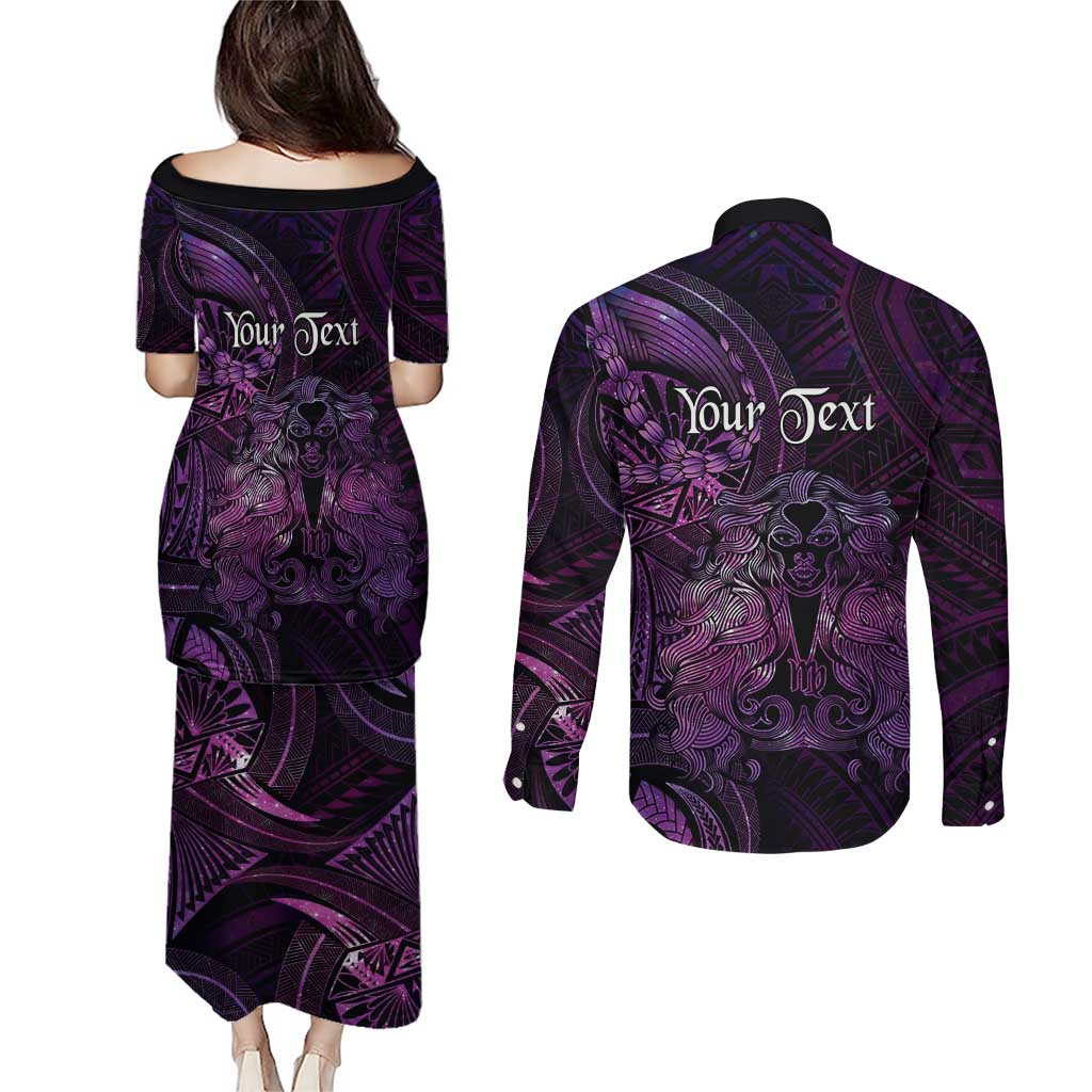 Personalised Polynesia Zodiac Virgo Couples Matching Puletasi and Long Sleeve Button Shirt Galaxy Polynesian Pattern Chest Tattoo Style LT14 - Polynesian Pride