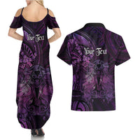 Personalised Polynesia Zodiac Virgo Couples Matching Summer Maxi Dress and Hawaiian Shirt Galaxy Polynesian Pattern Chest Tattoo Style