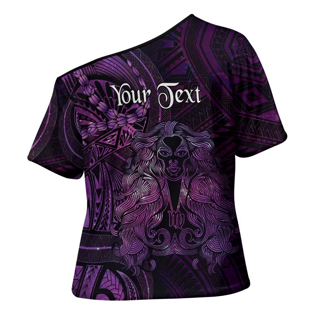 Personalised Polynesia Zodiac Virgo Cross Shoulder Shirt Galaxy Polynesian Pattern Chest Tattoo Style LT14 - Polynesian Pride