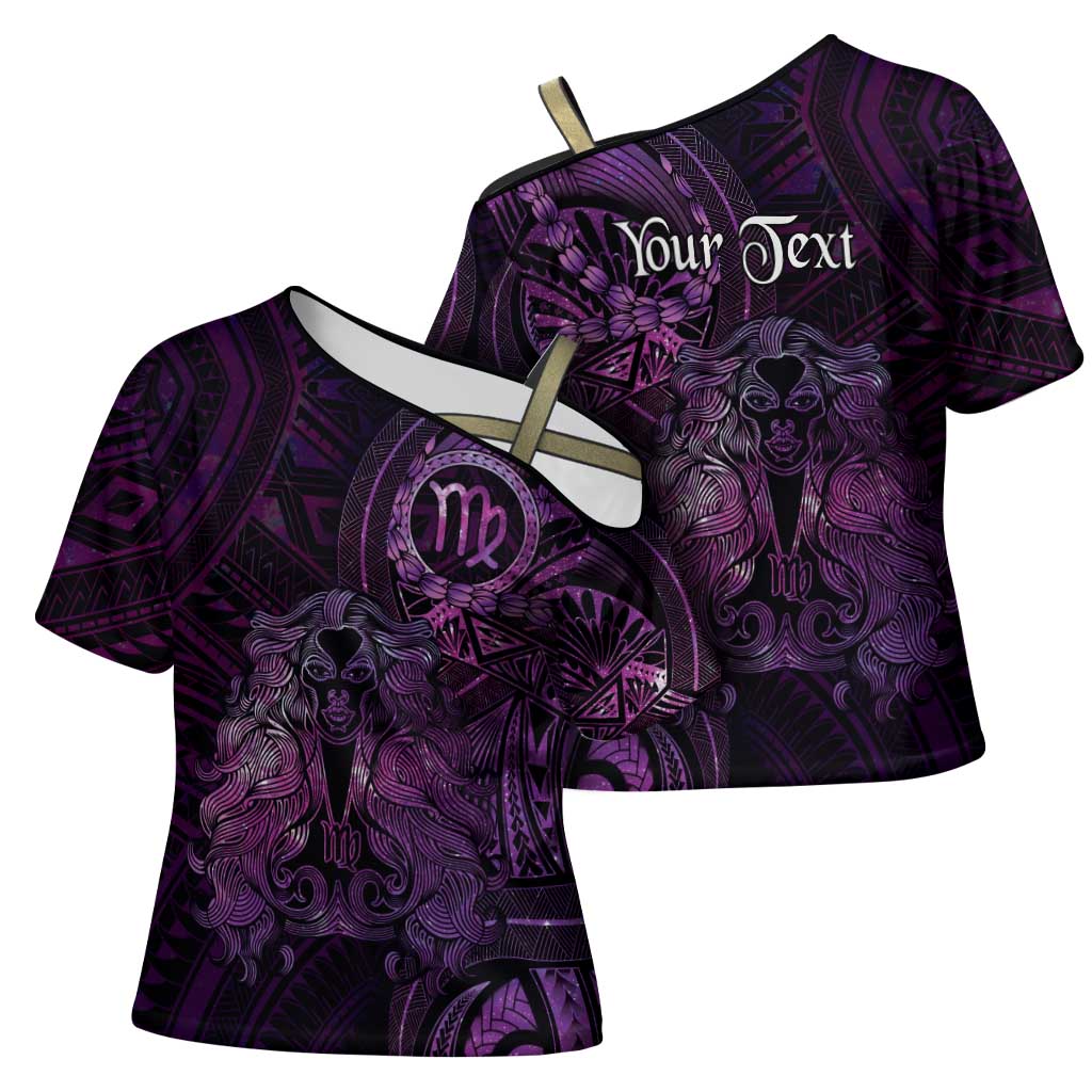 Personalised Polynesia Zodiac Virgo Cross Shoulder Shirt Galaxy Polynesian Pattern Chest Tattoo Style LT14 - Polynesian Pride