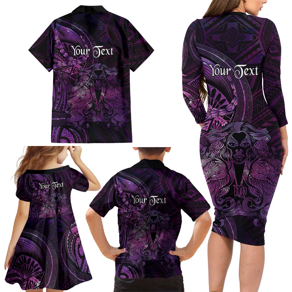 Personalised Polynesia Zodiac Virgo Family Matching Long Sleeve Bodycon Dress and Hawaiian Shirt Galaxy Polynesian Pattern Chest Tattoo Style LT14 - Polynesian Pride