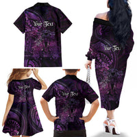 Personalised Polynesia Zodiac Virgo Family Matching Off The Shoulder Long Sleeve Dress and Hawaiian Shirt Galaxy Polynesian Pattern Chest Tattoo Style LT14 - Polynesian Pride