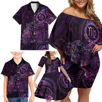 Personalised Polynesia Zodiac Virgo Family Matching Off Shoulder Short Dress and Hawaiian Shirt Galaxy Polynesian Pattern Chest Tattoo Style LT14 - Polynesian Pride