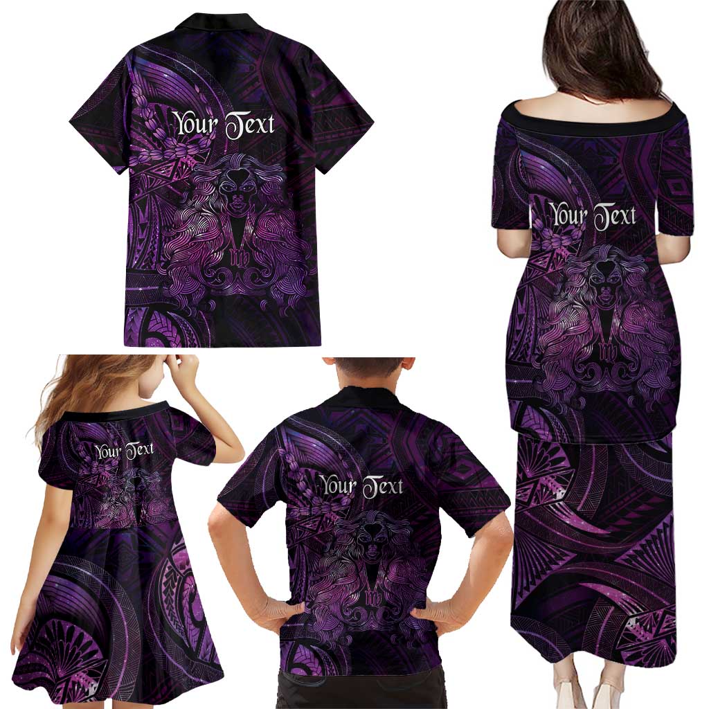 Personalised Polynesia Zodiac Virgo Family Matching Puletasi and Hawaiian Shirt Galaxy Polynesian Pattern Chest Tattoo Style