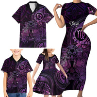 Personalised Polynesia Zodiac Virgo Family Matching Short Sleeve Bodycon Dress and Hawaiian Shirt Galaxy Polynesian Pattern Chest Tattoo Style LT14 - Polynesian Pride