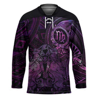 Personalised Polynesia Zodiac Virgo Hockey Jersey Galaxy Polynesian Pattern Chest Tattoo Style LT14 Unisex Purple - Polynesian Pride
