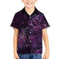 Personalised Polynesia Zodiac Virgo Kid Hawaiian Shirt Galaxy Polynesian Pattern Chest Tattoo Style LT14 Kid Purple - Polynesian Pride