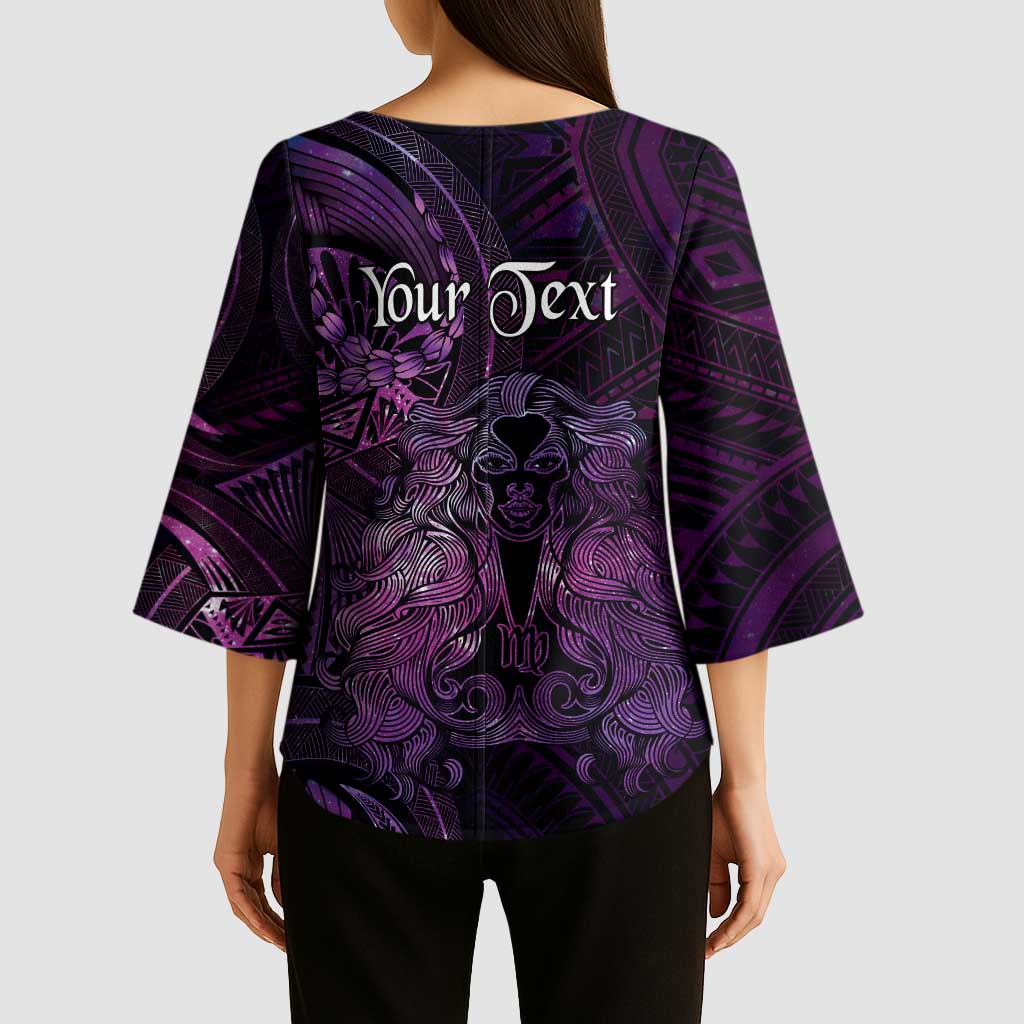 Personalised Polynesia Zodiac Virgo Kimono Sleeve Blouse Galaxy Polynesian Pattern Chest Tattoo Style