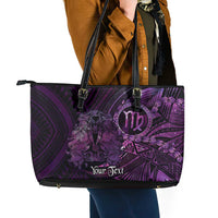 Personalised Polynesia Zodiac Virgo Leather Tote Bag Galaxy Polynesian Pattern Chest Tattoo Style