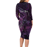 Personalised Polynesia Zodiac Virgo Long Sleeve Bodycon Dress Galaxy Polynesian Pattern Chest Tattoo Style LT14 - Polynesian Pride