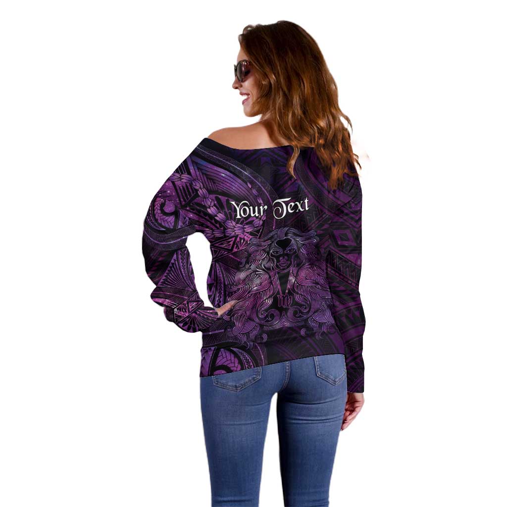 Personalised Polynesia Zodiac Virgo Off Shoulder Sweater Galaxy Polynesian Pattern Chest Tattoo Style