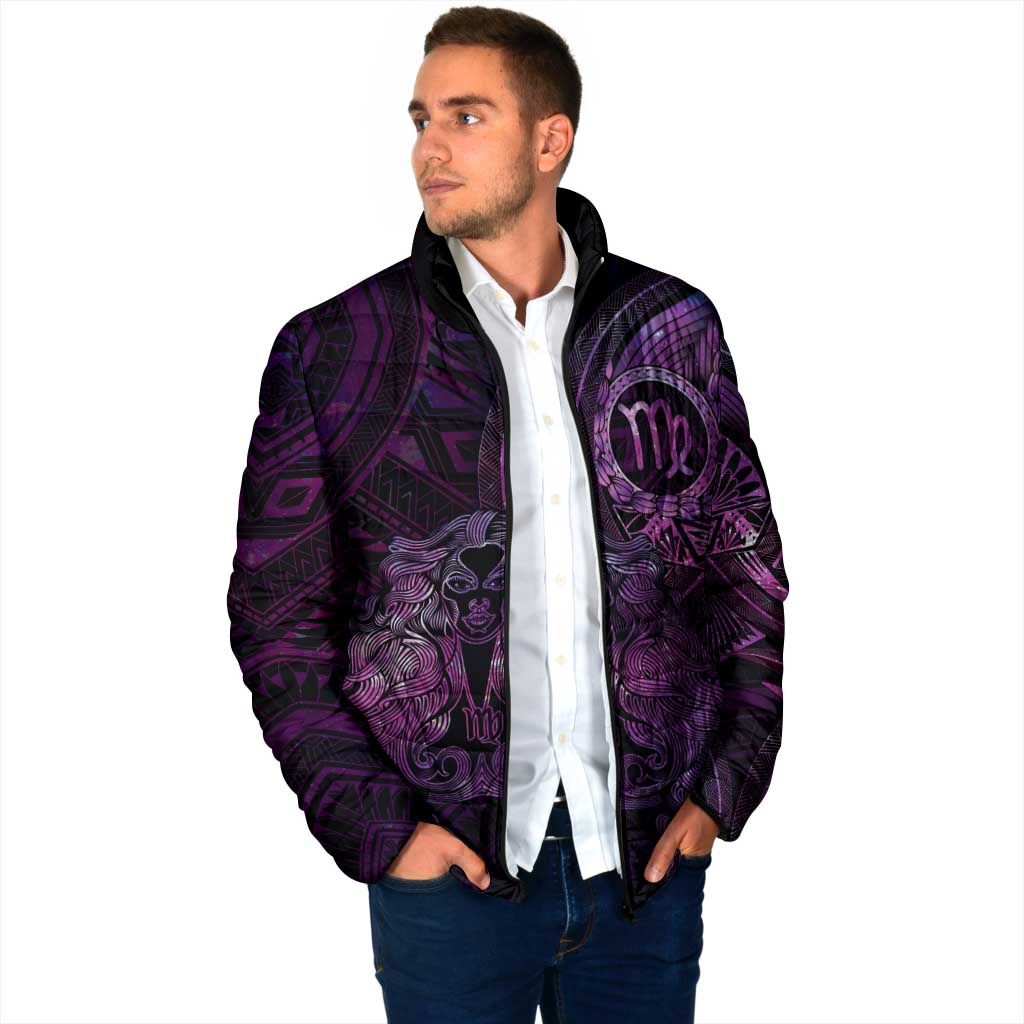 Personalised Polynesia Zodiac Virgo Padded Jacket Galaxy Polynesian Pattern Chest Tattoo Style