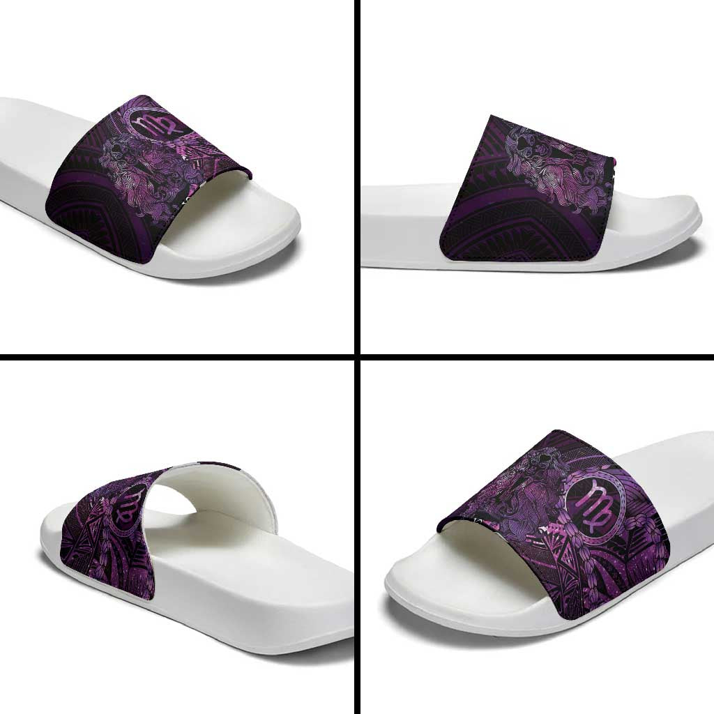 Personalised Polynesia Zodiac Virgo Slide Sandals Galaxy Polynesian Pattern Chest Tattoo Style