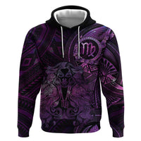 Personalised Polynesia Zodiac Virgo Zip Hoodie Galaxy Polynesian Pattern Chest Tattoo Style LT14 Pullover Hoodie Purple - Polynesian Pride