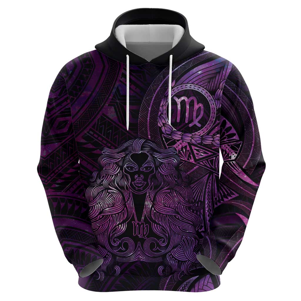 Personalised Polynesia Zodiac Virgo Zip Hoodie Galaxy Polynesian Pattern Chest Tattoo Style LT14 - Polynesian Pride