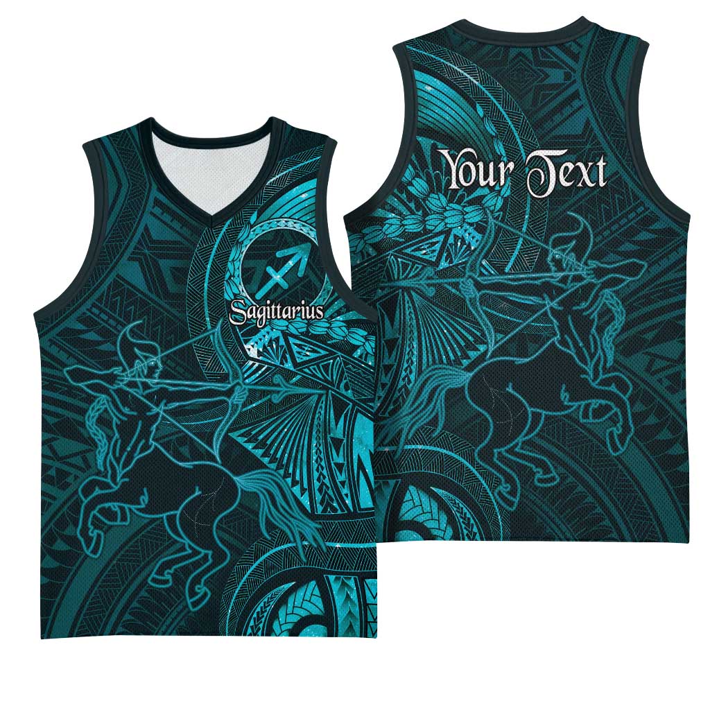 Personalised Polynesia Zodiac Sagittarius Basketball Jersey Galaxy Polynesian Pattern Chest Tattoo Style LT14 - Polynesian Pride