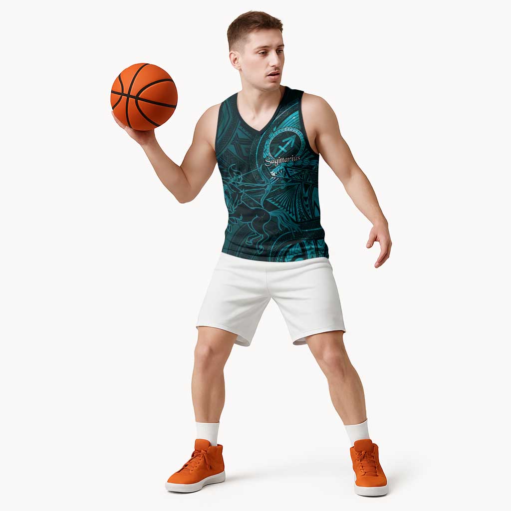Personalised Polynesia Zodiac Sagittarius Basketball Jersey Galaxy Polynesian Pattern Chest Tattoo Style LT14 - Polynesian Pride