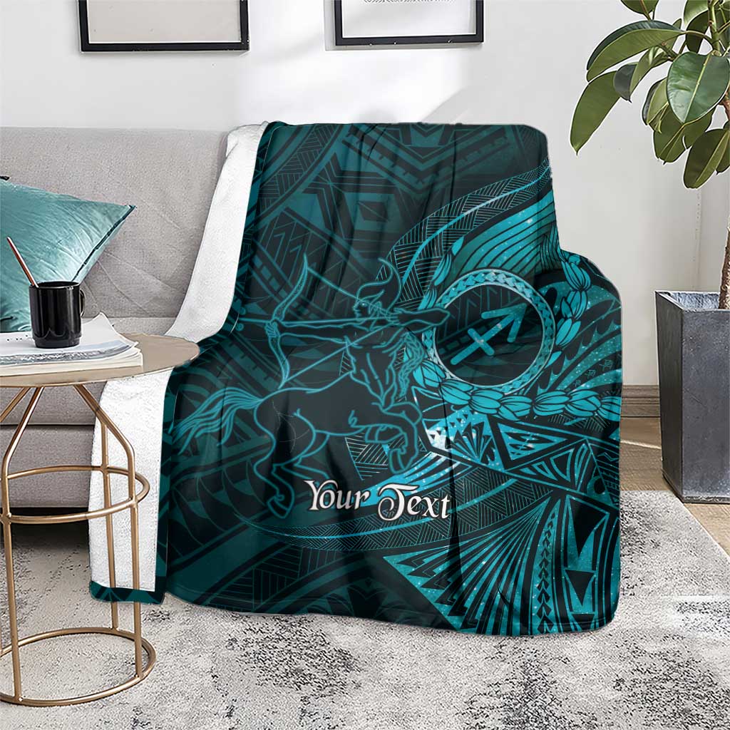 Personalised Polynesia Zodiac Sagittarius Blanket Galaxy Polynesian Pattern Chest Tattoo Style