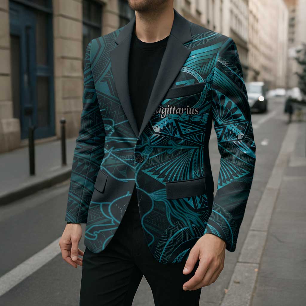 Personalised Polynesia Zodiac Sagittarius Blazer Galaxy Polynesian Pattern Chest Tattoo Style