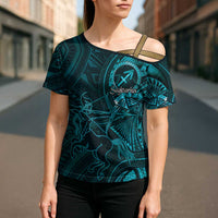 Personalised Polynesia Zodiac Sagittarius Cross Shoulder Shirt Galaxy Polynesian Pattern Chest Tattoo Style
