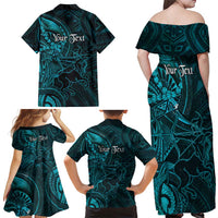 Personalised Polynesia Zodiac Sagittarius Family Matching Off Shoulder Maxi Dress and Hawaiian Shirt Galaxy Polynesian Pattern Chest Tattoo Style LT14 - Polynesian Pride