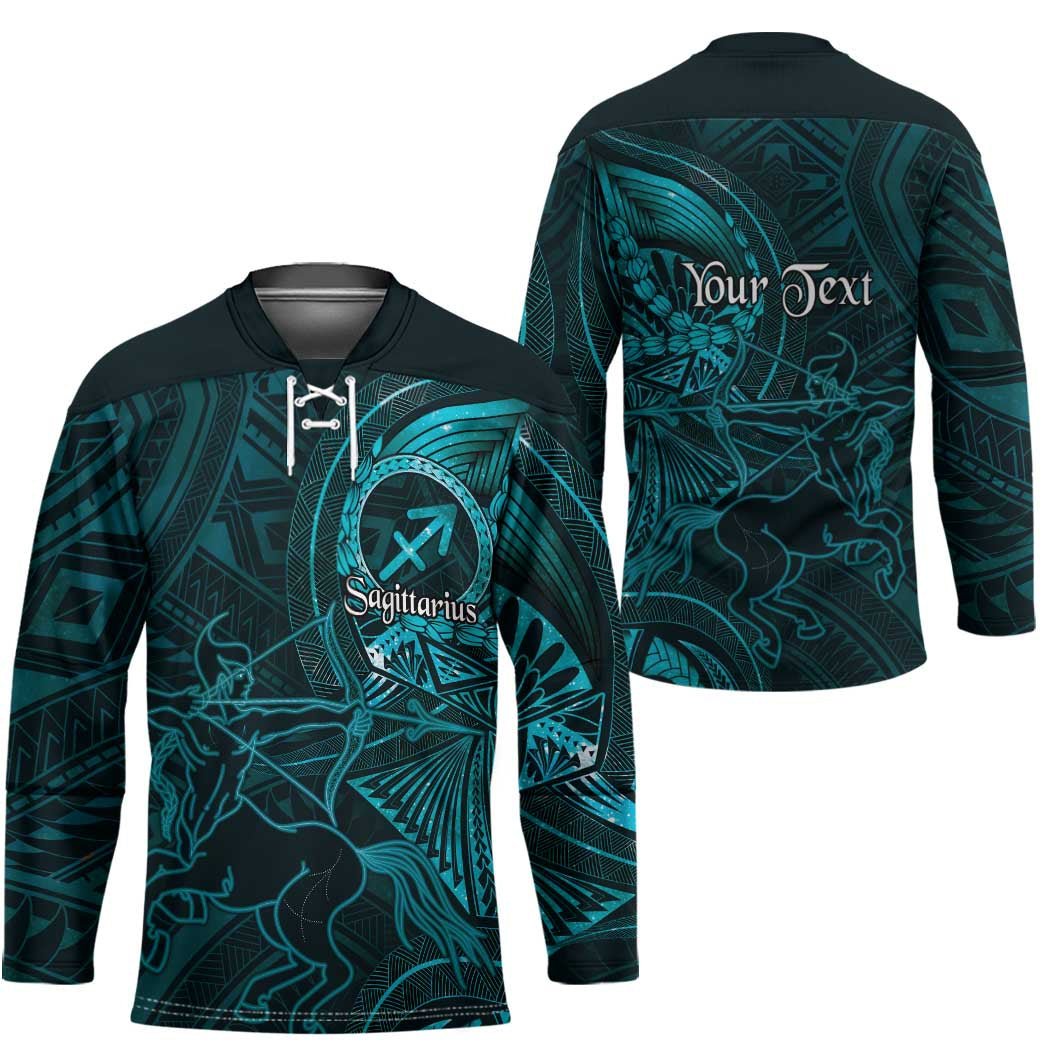 Personalised Polynesia Zodiac Sagittarius Hockey Jersey Galaxy Polynesian Pattern Chest Tattoo Style