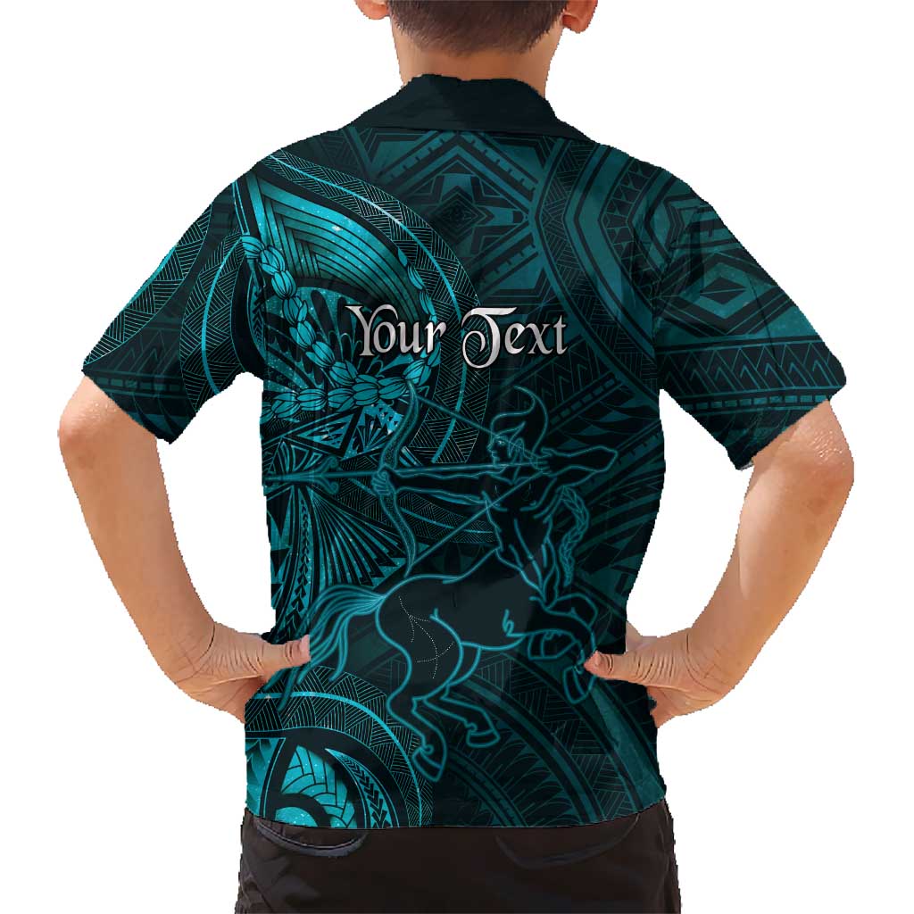 Personalised Polynesia Zodiac Sagittarius Kid Hawaiian Shirt Galaxy Polynesian Pattern Chest Tattoo Style