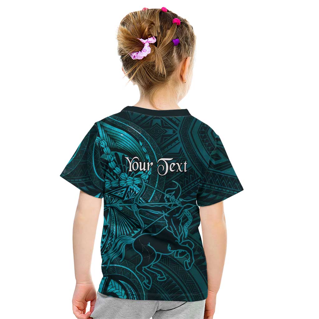 Personalised Polynesia Zodiac Sagittarius Kid T Shirt Galaxy Polynesian Pattern Chest Tattoo Style LT14 - Polynesian Pride