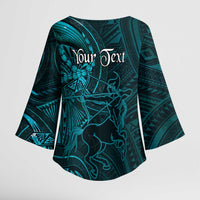 Personalised Polynesia Zodiac Sagittarius Kimono Sleeve Blouse Galaxy Polynesian Pattern Chest Tattoo Style LT14 - Polynesian Pride