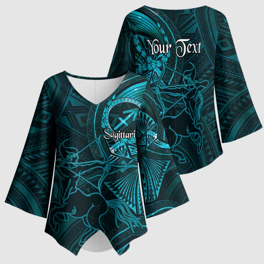 Personalised Polynesia Zodiac Sagittarius Kimono Sleeve Blouse Galaxy Polynesian Pattern Chest Tattoo Style LT14 - Polynesian Pride