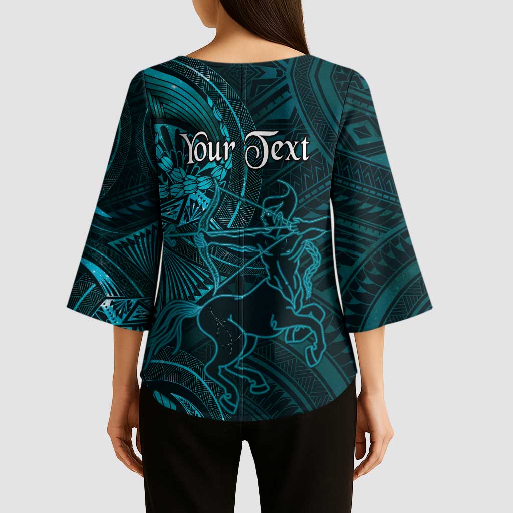 Personalised Polynesia Zodiac Sagittarius Kimono Sleeve Blouse Galaxy Polynesian Pattern Chest Tattoo Style LT14 - Polynesian Pride