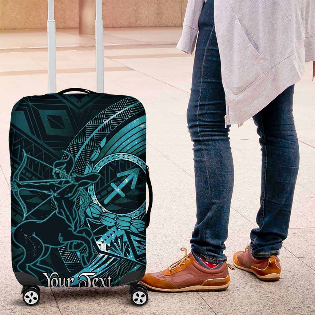 Personalised Polynesia Zodiac Sagittarius Luggage Cover Galaxy Polynesian Pattern Chest Tattoo Style LT14 Cyan - Polynesian Pride