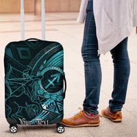 Personalised Polynesia Zodiac Sagittarius Luggage Cover Galaxy Polynesian Pattern Chest Tattoo Style LT14 Cyan - Polynesian Pride
