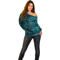 Personalised Polynesia Zodiac Sagittarius Off Shoulder Sweater Galaxy Polynesian Pattern Chest Tattoo Style