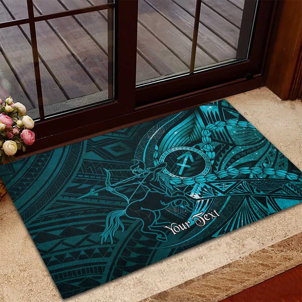Personalised Polynesia Zodiac Sagittarius Rubber Doormat Galaxy Polynesian Pattern Chest Tattoo Style